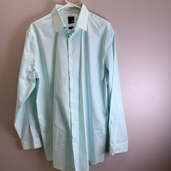 JF J.Ferrar Mens Dress Shirt Size XL Blue Slim Fit Long Sleeve Button Down Shirt - Picture 1 of 4